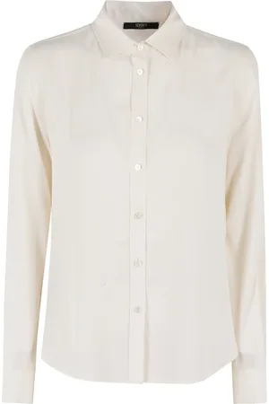 SEVENTY BY SERGIO TEGON Bluzki, Kobieta, Biały, M, Jednokolorowa Jedwabna Koszula Crepe