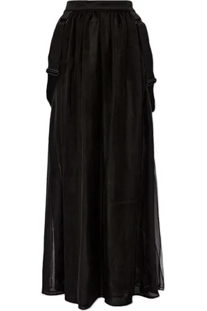 Max Mara Spódnice, Kobieta, Czarny, M, Czarna Jedwabna Elegancka Spódnica Plisowana