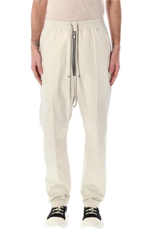 Rick Owens Spodnie, Mężczyzna, Biały, M, Białe Spodnie Dinge z mieszanki bawełny
