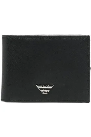 Emporio Armani Akcesoria, Mężczyzna, Czarny, ONE SIZE, Portfel Bi-Fold z Kieszonką na Monety