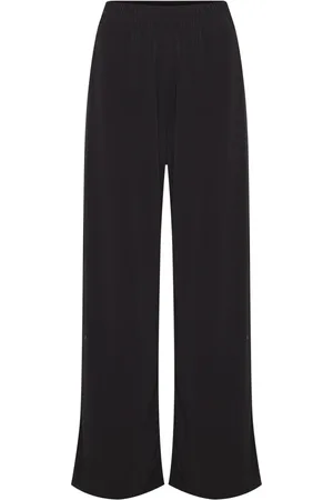 Ichi Spodnie, Kobieta, Czarny, 2XL, Poliester, Luźne Czarne Spodnie z Elastycznym Pasem