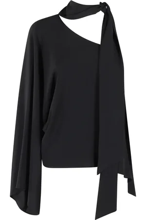 FEDERICA TOSI Bluzki, Kobieta, Czarny, M, Bluzka z jednym ramieniem Crepe de Chine