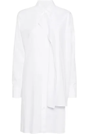 YOHJI YAMAMOTO Bluzki, Kobieta, Biały, S, Biała Bluzka z Wiązaniem na Przodzie