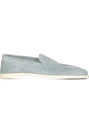 JOHN LOBB Buty, Mężczyzna, Niebieski, 45 EU, Zamsz, Niebieskie Zamszowe Buty Loafer