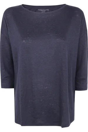 Majestic Swetry, Kobieta, Niebieski, L, Elegant Boat Neck Sweater