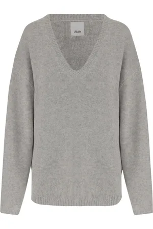 Allude Swetry, Kobieta, Szary, S, Kaszmir, Szara Sweter z dekoltem w serek