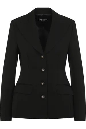 Dolce & Gabbana Kurtki, Kobieta, Czarny, S, Czarna Wełniana Kurtka Elegancka Moda Damska