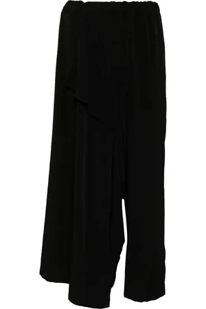 YOHJI YAMAMOTO Spodnie, Kobieta, Czarny, M, Czarne Spodnie z Asymetrycznym Designem