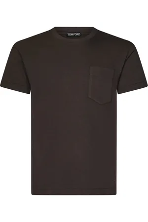 Tom Ford Koszulki, Mężczyzna, brązowy, M, Bawełna, Brązowy T-shirt z okrągłym dekoltem i kieszenią na piersi