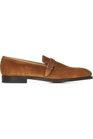 JOHN LOBB Buty, Mężczyzna, brązowy, 43 EU, Brązowe płaskie buty z kwadratową sprzączką