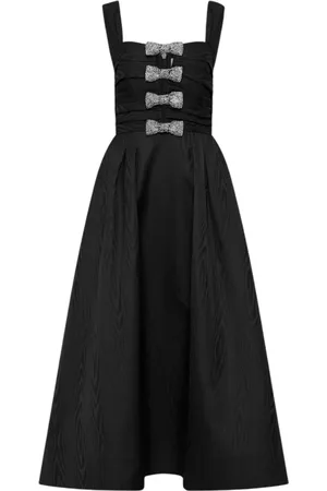 Rebecca Vallance Sukienki, Kobieta, Czarny, M, Elegancka Sukienka Midi z Paskiem i Diamencikiem