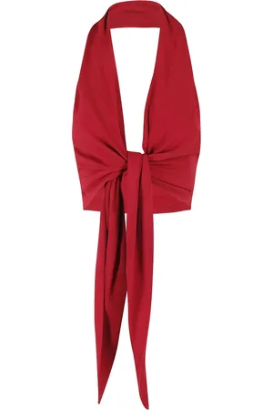FEDERICA TOSI Koszulki, Kobieta, Czerwony, S, Elegancka Sukienka Crepe de Chine