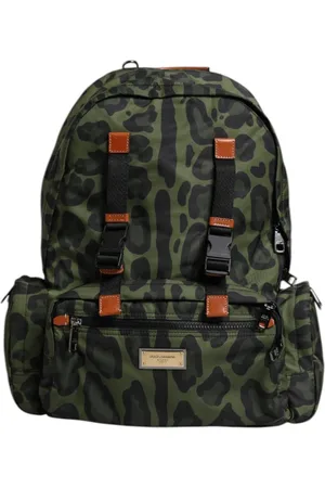 Dolce & Gabbana Torebki, Mężczyzna, Zielony, ONE SIZE, Nylon, Leopard Print Nylon Podróżny Plecak