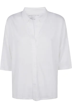 Majestic Bluzki, Kobieta, Biały, S, Casual Bawełniany Shirt