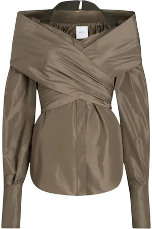 Patou Kurtki, Kobieta, brązowy, S, Nylon, Bluzka z Nylonu z Szczegółem Grosgrain