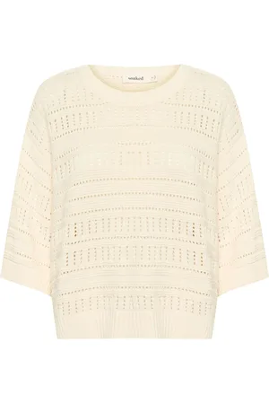 Soaked in Luxury Swetry, Kobieta, Beżowy, 2XL, Perłowy Sweter Slrava Rinna