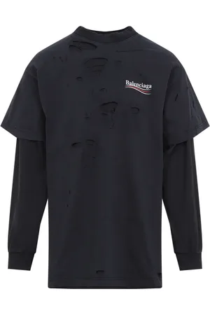 Balenciaga Koszulki, Mężczyzna, Czarny, M, Len, Czarna Koszulka & Polo Unisex Odzież