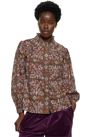 Antik Batik Bluzki, Kobieta, brązowy, S, Bluzka z nadrukiem flory