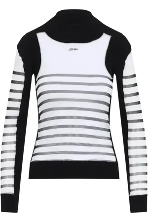 Jean Paul Gaultier Swetry, Kobieta, Czarny, S, Mesh Długi Rękaw Sweter