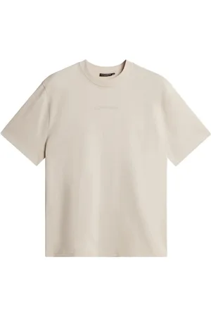 J Lindeberg Koszulki, Mężczyzna, Beżowy, S, Bawełna, Moonbeam Heavy Logo T-shirt