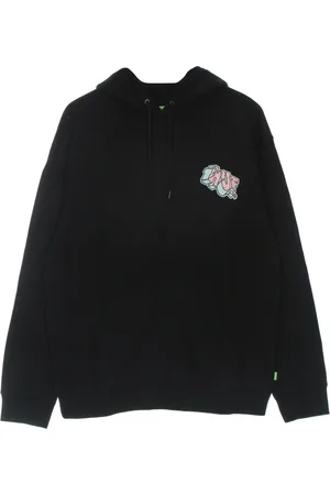 Huf Bluzy, Mężczyzna, Czarny, L, Czarna bluza z długim rękawem i logo
