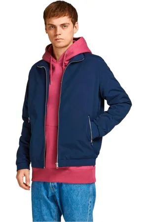 JACK & JONES Kurtki, Mężczyzna, Niebieski, S, Granatowa Kurtka Bomber z kieszeniami na zamek