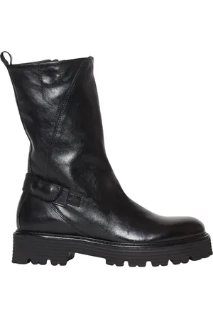 HUNDRED 100 Buty, Kobieta, Czarny, 37 EU, Czarne skórzane botki motocyklowe