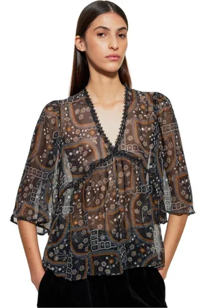 Antik Batik Bluzki, Kobieta, Wielobarwność, S, Szyfon, Przezroczysty top Elie