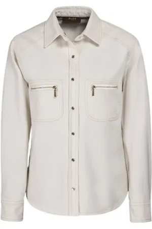 MOORER Bluzki, Kobieta, Beżowy, 2XS, Denim, Lyanna-43 Ecru