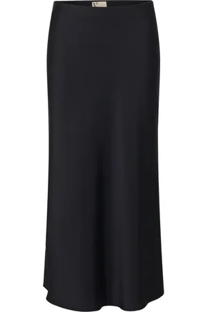 Vera Mont Spódnice, Kobieta, Czarny, L, Elegancka Satynowa Spódnica Midi