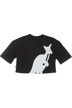 Kangol Koszulki, Kobieta, Czarny, S, Czarna Koszulka Crop z Krótkim Rękawem
