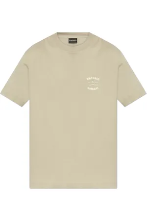 Emporio Armani Koszulki, Mężczyzna, Beżowy, 2XL, Bawełna, T-shirt z Logo