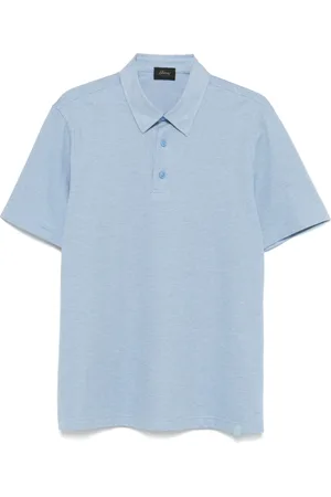 BRIONI Koszulki, Mężczyzna, Niebieski, XL, Polo z bawełny z wzorem Piqué