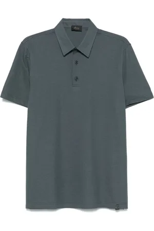 BRIONI Koszulki, Mężczyzna, Zielony, XL, Polo z bawełny z wzorem piqué
