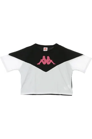 Kappa Koszulki, Kobieta, Wielobarwność, M, Stylowy Krótki T-shirt Damski Czarny/Biały/Fuksja
