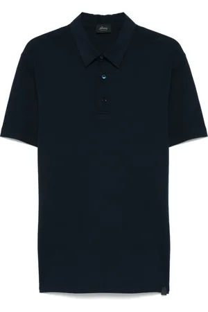 BRIONI Koszulki, Mężczyzna, Niebieski, XL, Polo z bawełny z wzorem Piqué