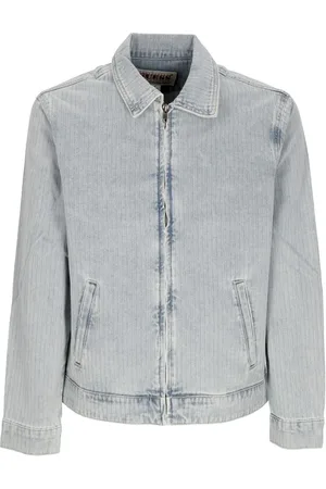 Guess Kurtki, Mężczyzna, Niebieski, L, Kurtka Dżinsowa Wzór Herringbone Styl Vintage