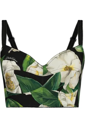 Dolce & Gabbana Koszulki, Kobieta, Wielobarwność, M, Krótki top z motywem kwiatowym