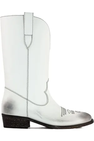Via Roma Buty, Kobieta, Biały, 39 EU, Białe Cowboy Botki Vintage Styl