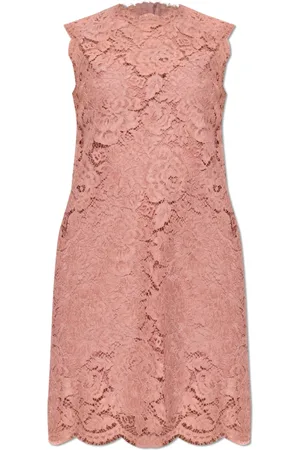 Dolce & Gabbana Sukienki, Kobieta, Różowy, M, Koronkowa sukienka bez rękawów