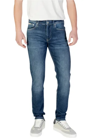 Calvin Klein Jeansy, Mężczyzna, Niebieski, W31 L32, Len, Klasyczne Straight-Leg Jeansyy