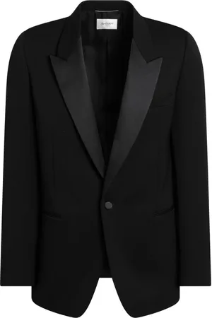 Saint Laurent Kurtki, Mężczyzna, Czarny, XL, Wełna, Marynarka Jednorzędowa