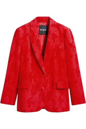 Desigual Kurtki, Kobieta, Czerwony, L, Czerwony Blezer na Guziki Wiosna/Lato Kobiety