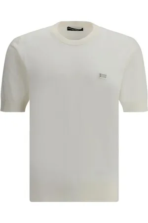 Dolce & Gabbana Koszulki, Mężczyzna, Biały, M, Żakardowy Sweter z Wzorem Monochromatycznym