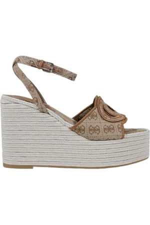 Guess Buty, Kobieta, Beżowy, 39 EU, Poliester, Kokarda Sprzączka Obcas Sandały