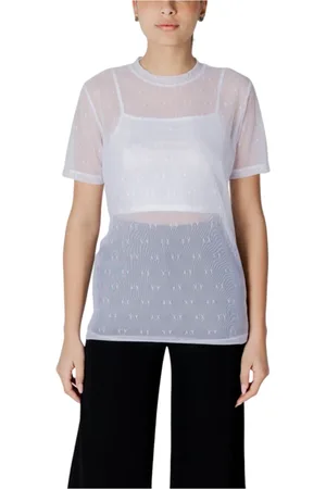 Armani Exchange Koszulki, Kobieta, Biały, XS, Biała krótki rękaw okrągły dekolt T-shirt