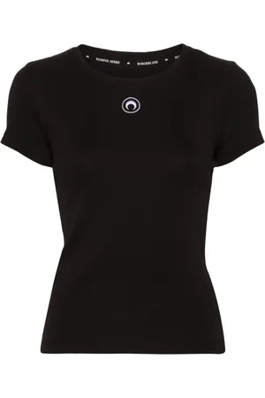 Marine Serre Koszulki, Kobieta, Czarny, M, Czarne T-shirty i Pola