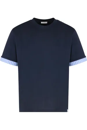 Paolo Pecora Koszulki, Mężczyzna, Niebieski, XL, Żakardowy t-shirt z okrągłym dekoltem, Oversize