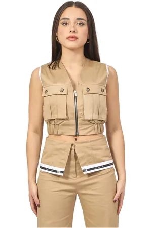 GAËLLE Kurtki, Kobieta, Beżowy, S, Bawełna, Beżowe T-shirty i Pola Fullzip Model