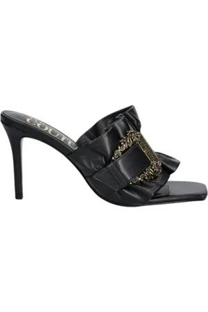 VERSACE Buty, Kobieta, Czarny, 40 EU, Czarne płaskie buty z falbanami